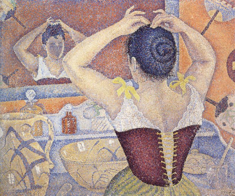 Paul Signac woman arranging her hair opus France oil painting art
